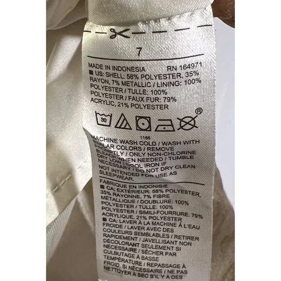 Janie & Jack Dress White Faux Fur Collar Tulle Holiday Party Size 7 Years    E14 - Picture 7 of 7